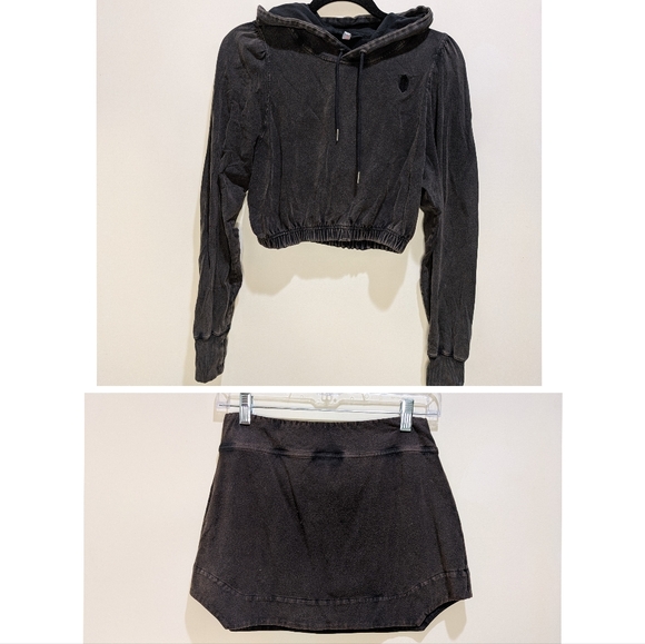 Free People Movement Hot Shot Skirt Set Skort Hoodie Two Piece Grey Small - Picture 2 of 7